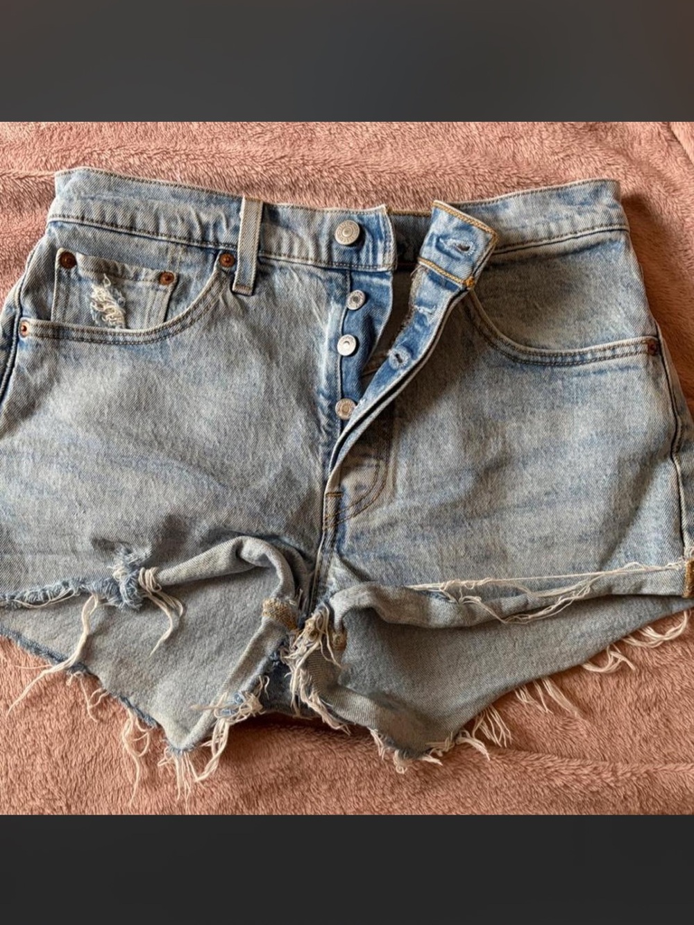 Levi's Light Blue Distressed Denim Shorts